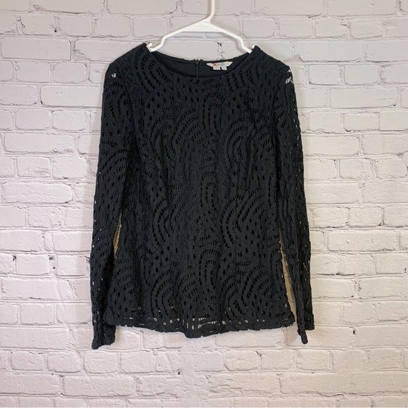 Boden Lace Overlay Black Top Size 4 - Picture 1 of 8